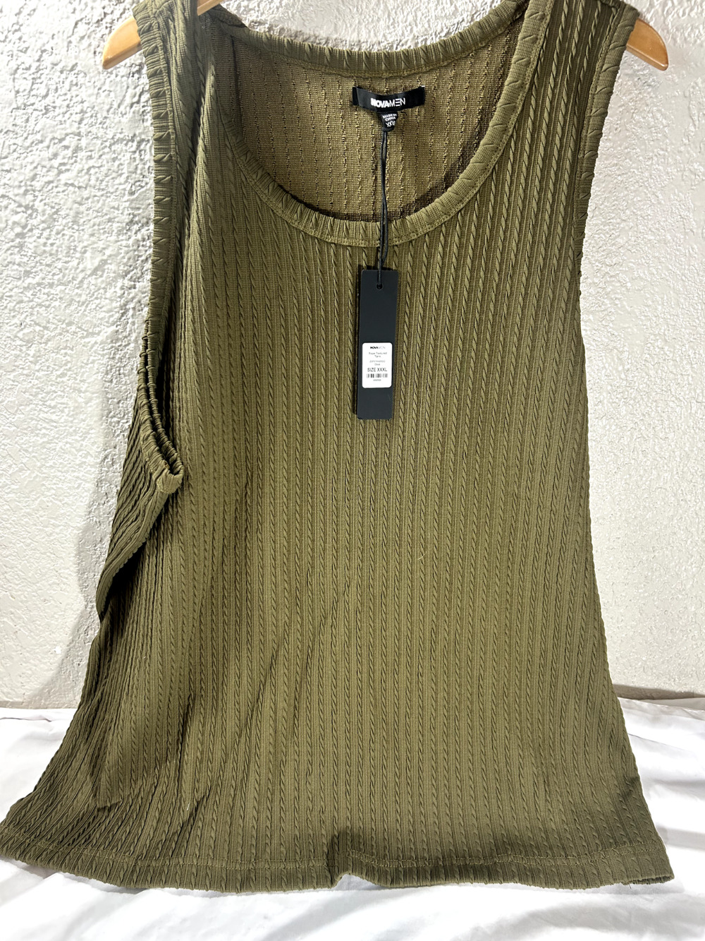 Mens Ribbed Sleevelsess ShirGreenTan Color sz XXXL NovaMEN